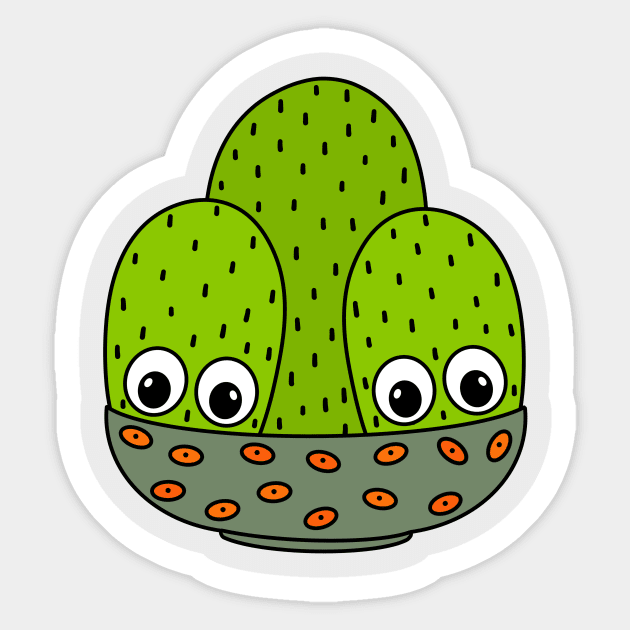 Cute Cactus Design #309: Cacti Bunch In A Bowl Planter Sticker by DreamCactus